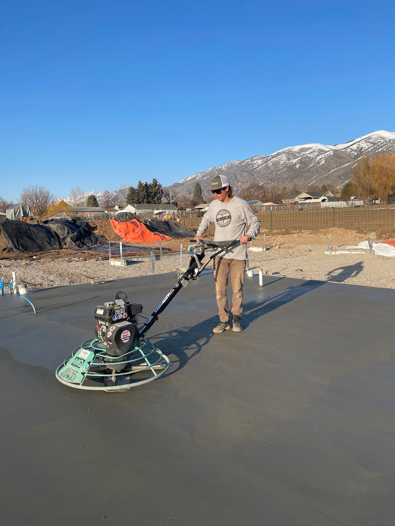 Troweling a fresh concrete pour